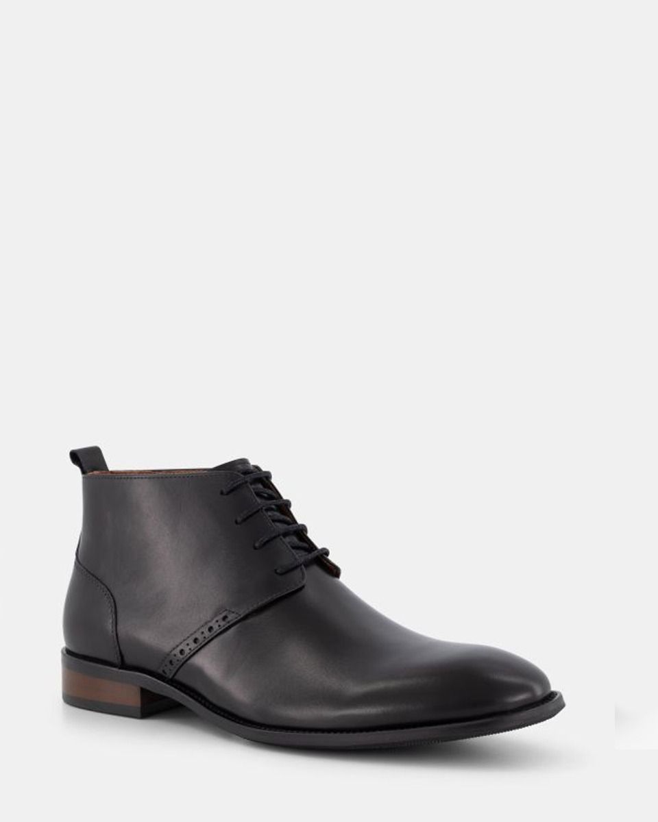 Peter James Owen Pj Dress - Black Leather | Shoe Connection AU